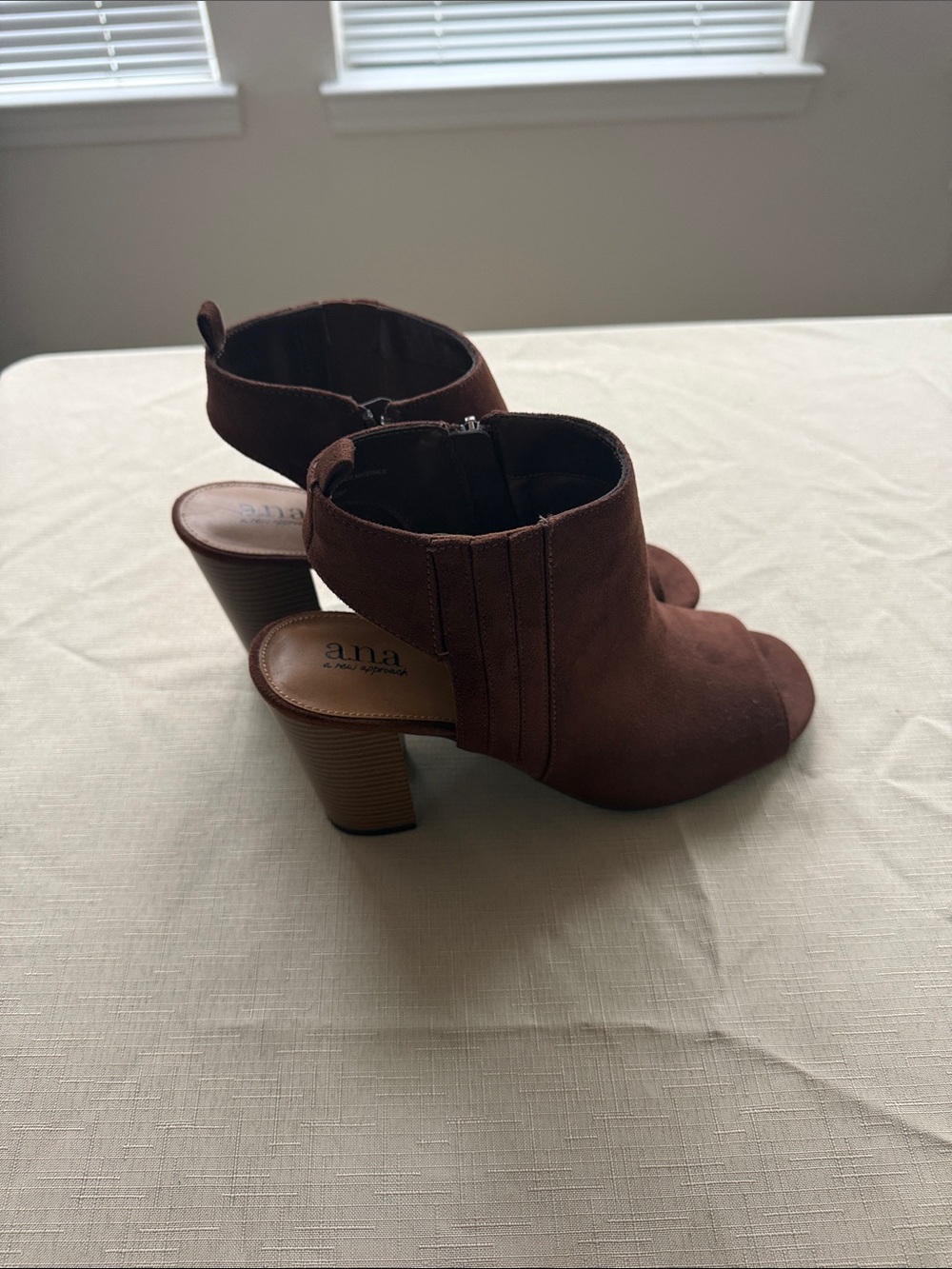 a.n.a Brown Suede Peep Toe Clog Heels (Never Worn)